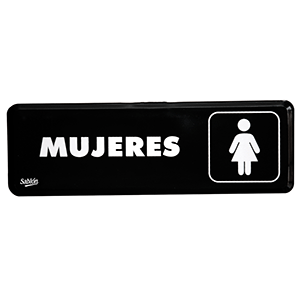 LETRERO BAÑOS MUJERES 23X7.5CM