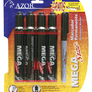 MARCADOR PERMANENTE MEGA SIZE NEGRO BLISTER C/4