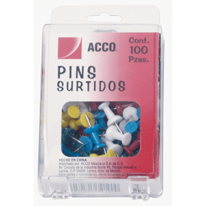 PINS CABEZA PLÁSTICA ACCO COLORES SURTIDOS