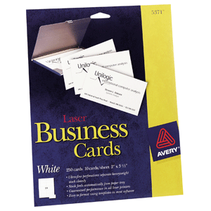 TARJETAS DE PRESENTACIÓN BLANCAS LÁSER 250 TARJETAS, 5 X 8.9