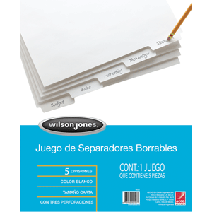 ÍNDICES SEPARADORES BORRABLES 8 DIV.WILSON JONES