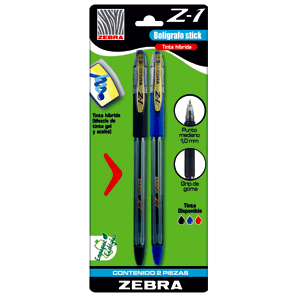 BOLIGRAFO Z-1 TINTA COLORES SURTIDOS B/2