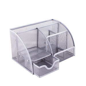 ORGANIZADOR DE ESCRITORIO MESH PLATEADO