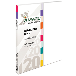 PAPEL OPALINA AMATL 120GR BLANCO CARTA 100 HOJAS