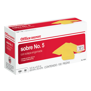 SOBRE OFFICE DEPOT COIN N 5 MANILA 100U SOBRE OFFICE DEPOT COIN N 5 MANILA 100U