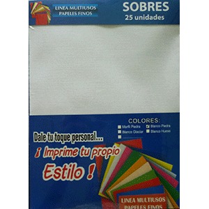 SOBRES A-7 BLANCO PIEDRA 90 G P/25 SOBRES