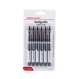 ROLLER BALL NEGRO P/FINO BLISTER C/6 OFFICE DEPOT