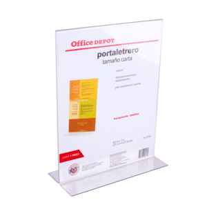 28CM,21.6CM,10CM,ACRILICO,TRANSPARENTE,PORTA LETRERO OFFICE DEPOT (VERTICAL, EN L)