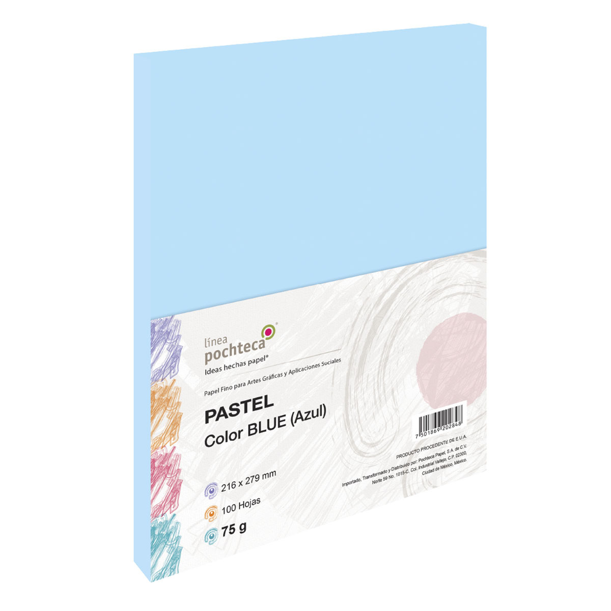 PAPEL PASTEL AZUL 75GR 100HJS