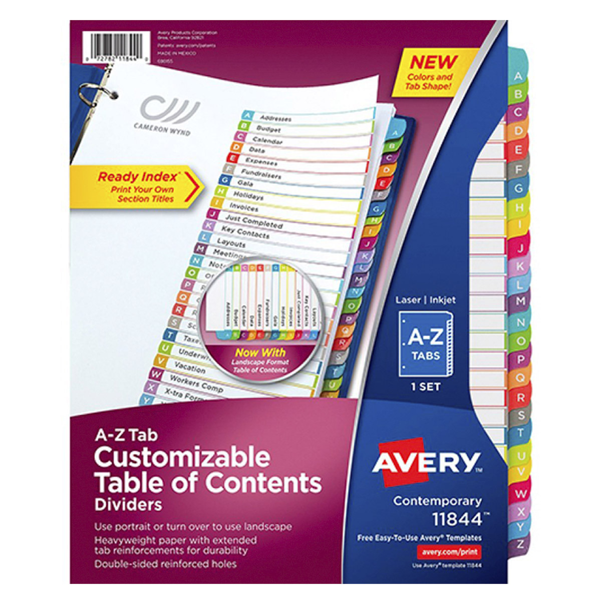 SEPARADOR PREDISEÑADO CON PESTAÑAS MULTICOLOR ALFABÉTICO