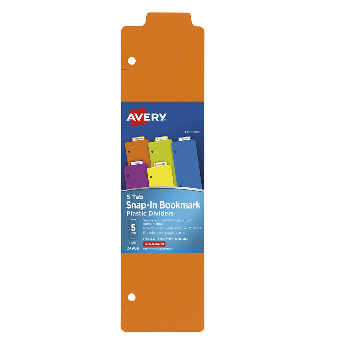 SEPARADOR DE PLÁSTICO A PRESIÓN JUEGO DE 5 PESTAÑAS, MULTICOLOR