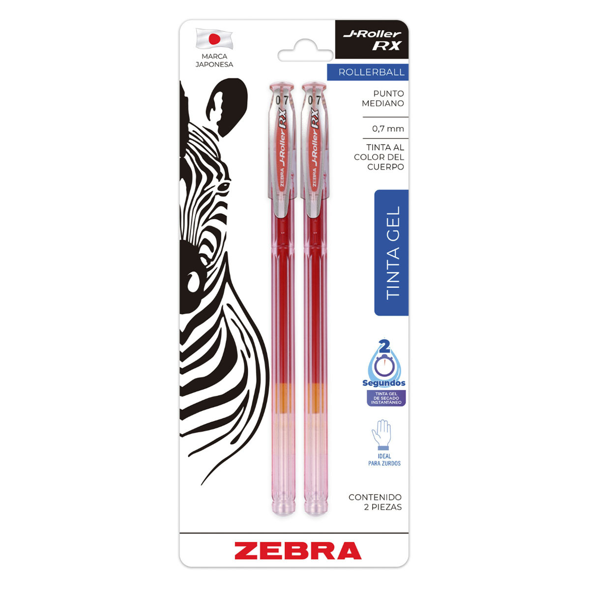 ROLLERBALL ZEBRA J-5 ROJO 2 PZAS