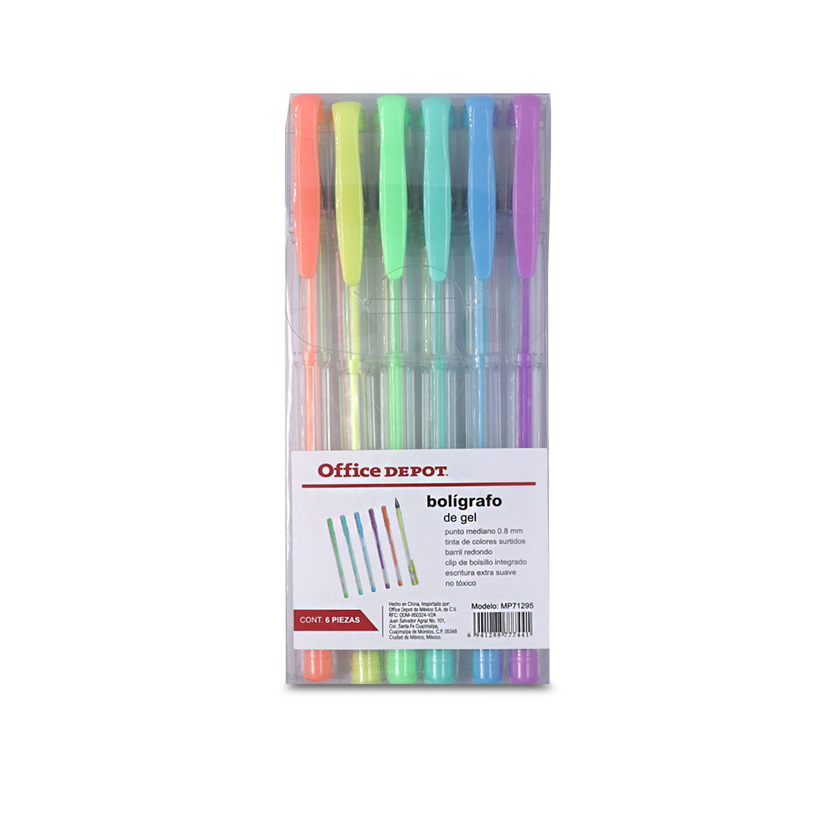 BOLIGRAFO GEL 0.8MM 6U