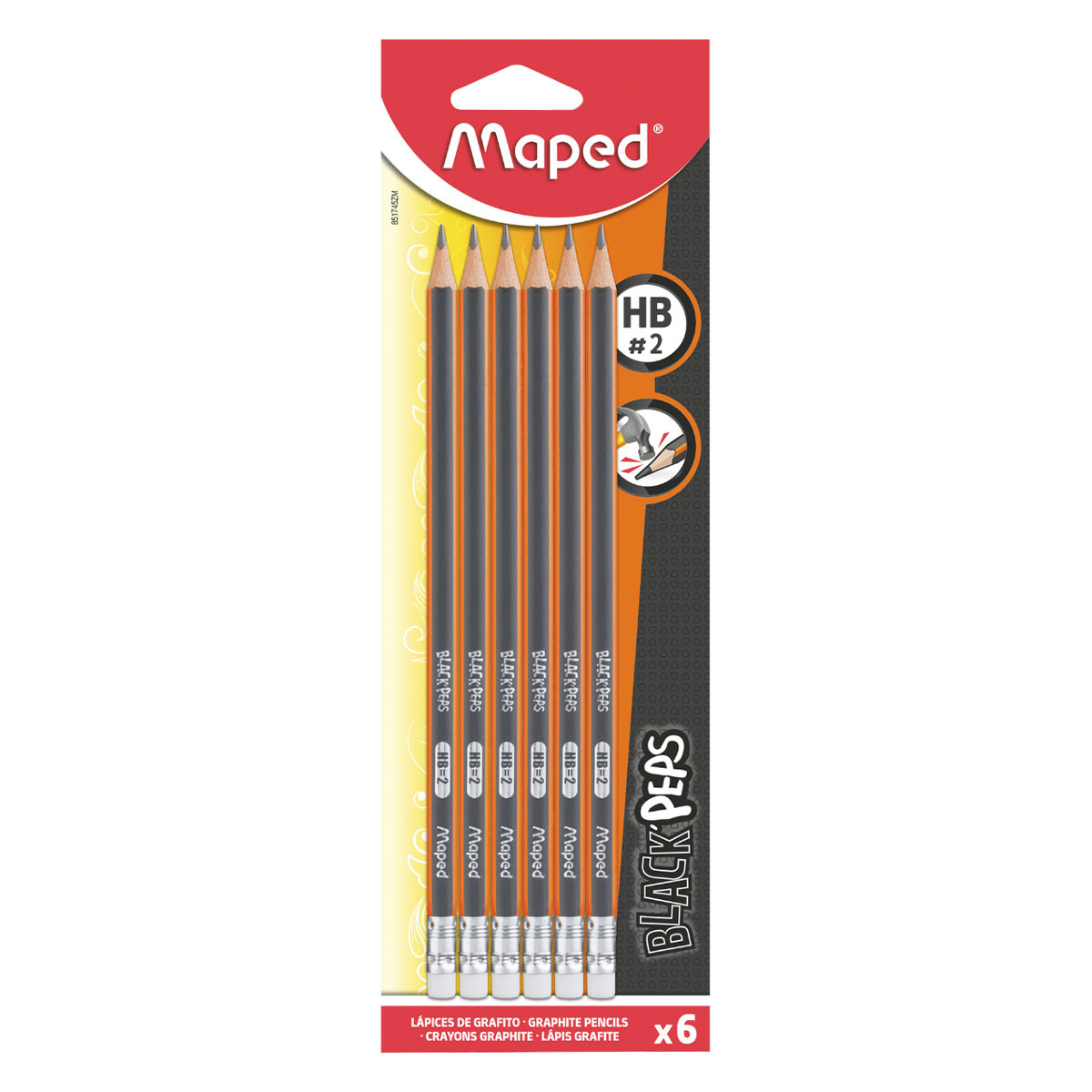 LAPIZ DE GRAFITO MAPED BLACK PEPS HB 6U