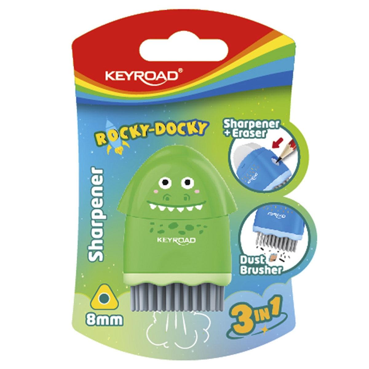 SACAPUNTAS + BORRADOR KEYROAD ROCKY - DOCKY 1O Y ESCOBA