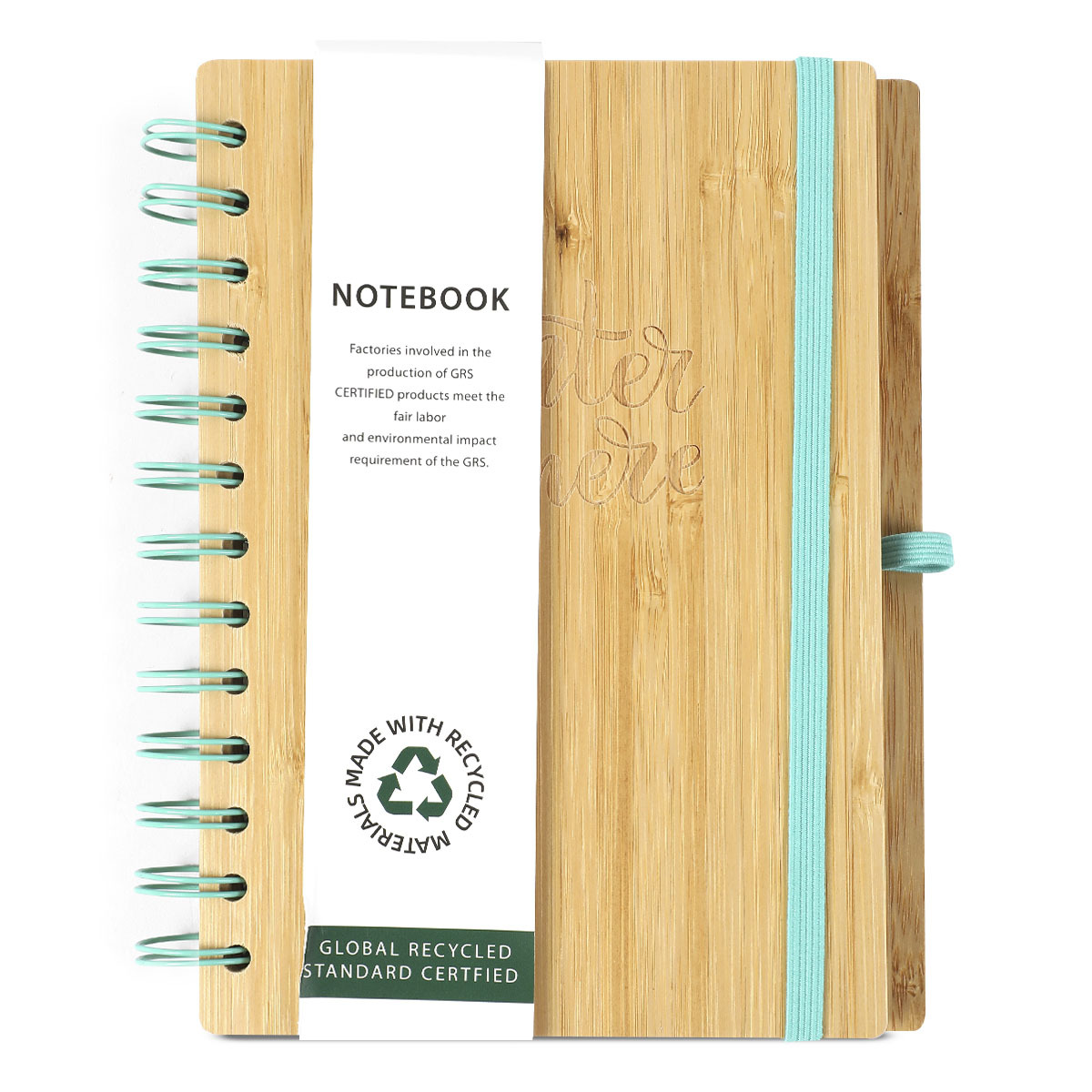 LIBRETA ESPIRAL BAMBOO CINTA AZUL A5 80GR 100H