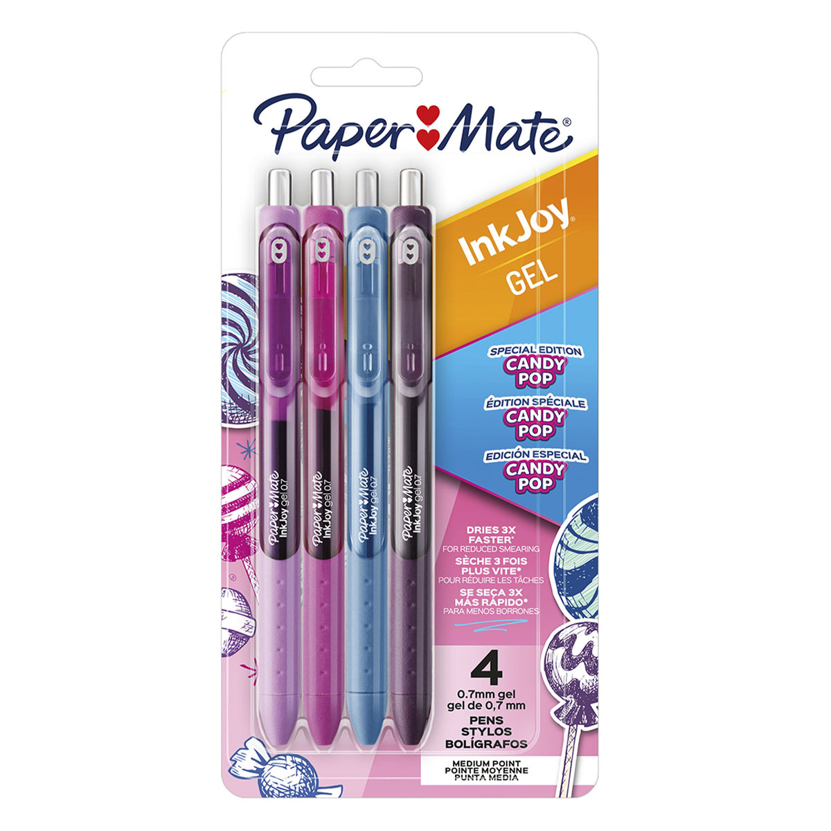 BOLIGRAFO GEL PAPER MATE BRIGHT 0.7MM CANDY POP 4U