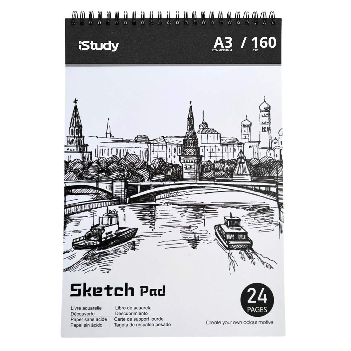 LIBRO DE ACUARELA ISTUDY A3 160GR 24H