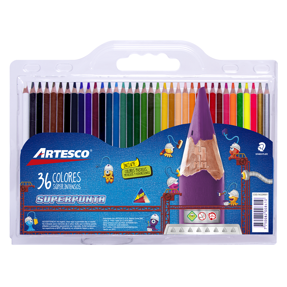 LAPICES DE COLOR ARTESCO SUPERPUNTA TRIANGULARES 4MM 36U