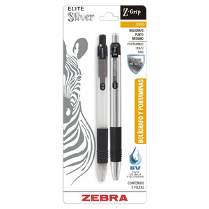 BOLIGRAFO Y PORTAMINAS 0.5MM ZEBRA ELITE SILVER 2U (NEGRO)