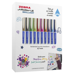 BOLIGRAFO ZEBRA GEL ROLLER 0.7MM LE BRILLIANT 10U BOLIGRAFO ZEBRA GEL ROLLER 0.7MM LE BRILLIANT 10U