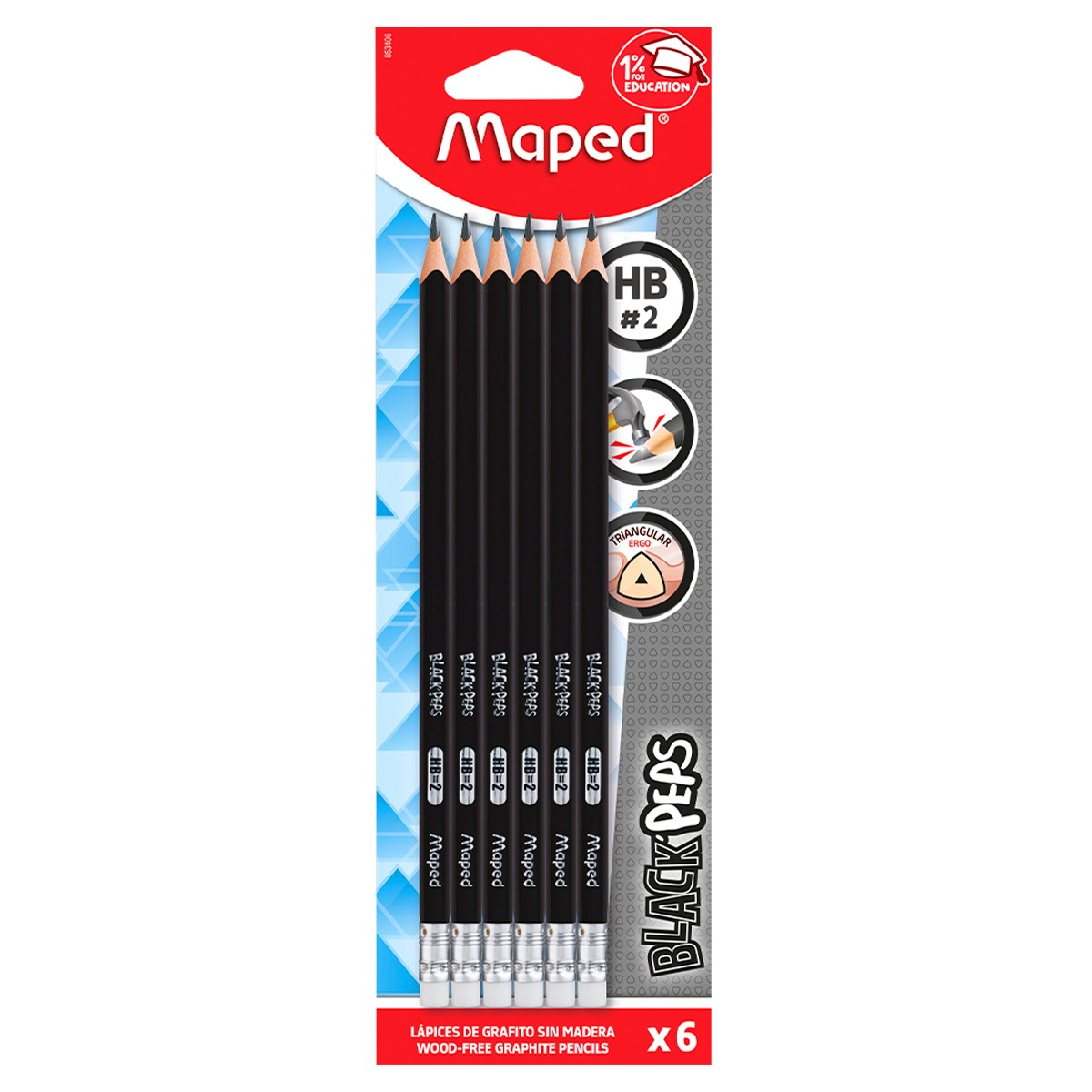 Maped Matita BLACK'PEPS, con gomma, durezza: HB (HB, 1 x Maped Matita BLACK'PEPS, con gomma, durezza: HB (HB, 1 x
