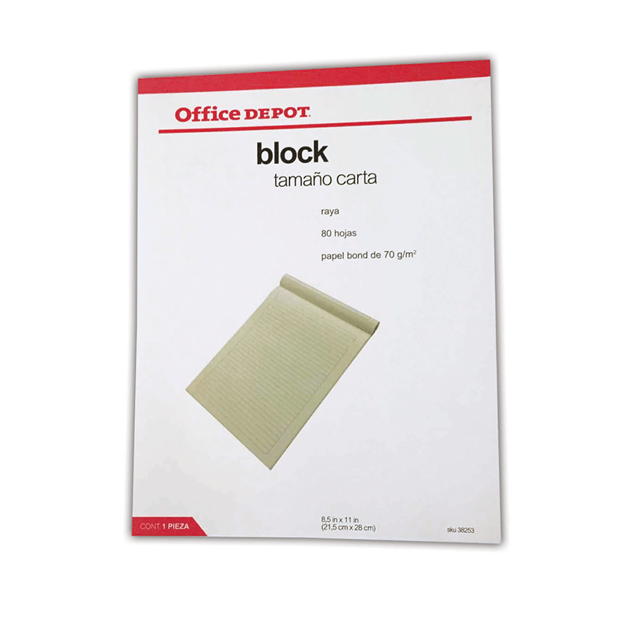 BLOCK DE NOTAS OFFICE DEPOT (CARTA, LINEAS, 80HJS)