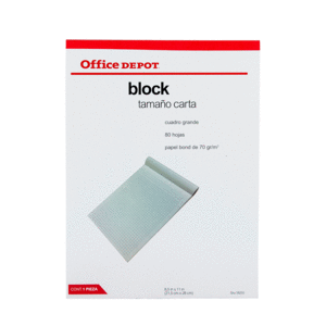 BLOCK DE NOTAS OFFICE DEPOT CUADROS/CARTA/80 HOJAS