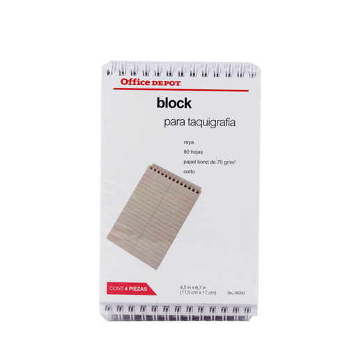 BLOCK TAQUITGRAFIA CORTO 80 HJS PAQ/4 OFFICE DEPOT VALUE