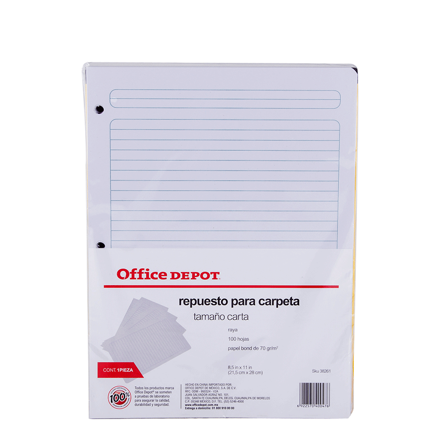 REPUESTO DE HOJAS T/CARTA 100 HJS C5 OFFICE DEPOT VALUE