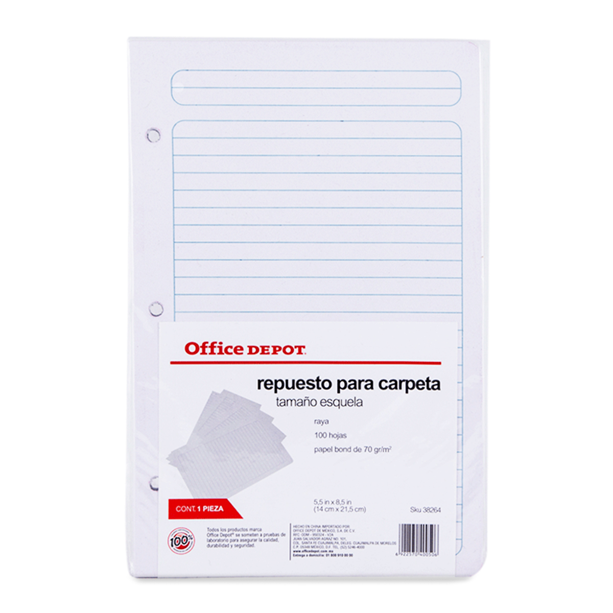 REPUESTO DE HOJAS T/ESQUELA 100 HJS RAYA OFFICE DEPOT VALUE