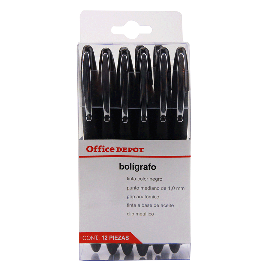 BOLIGRAFO OFFICE DEPOT (MEDIANO / NEGRO / 12PZS)