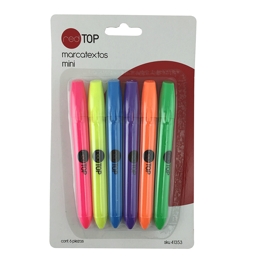 MARCATEXTOS MINI PUNTA CINCEL COLORES SURTIDOS 6U