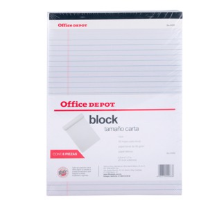 BLOCK DE NOTAS OFFICE DEPOT (TAMAÑO CARTA, LINEAS)