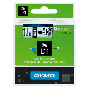 ETIQUETAS DYMO D1 NEGRO SOBRE TRANSPARENTE 12MM ETIQUETAS DYMO D1 NEGRO SOBRE TRANSPARENTE 12MM