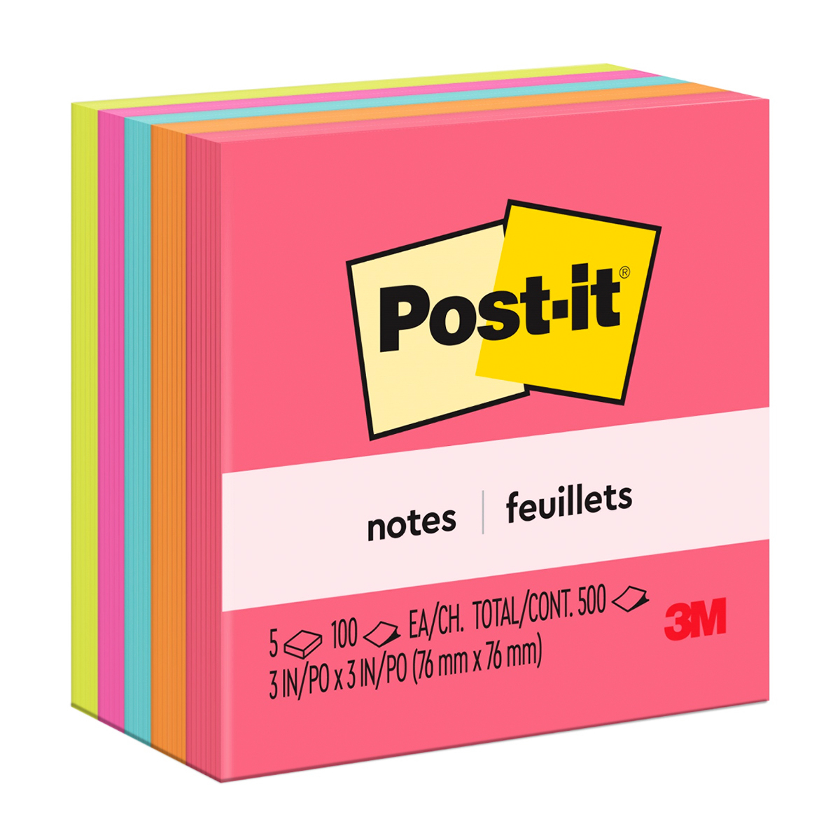 NOTAS ADHESIVAS POST-IT NEON 3X3 5U