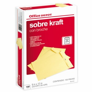 SOBRES C/BROCHE METALICO CARTA 100 PK OFFICE DEPOT SOBRES C/BROCHE METALICO CARTA 100 PK OFFICE DEPOT