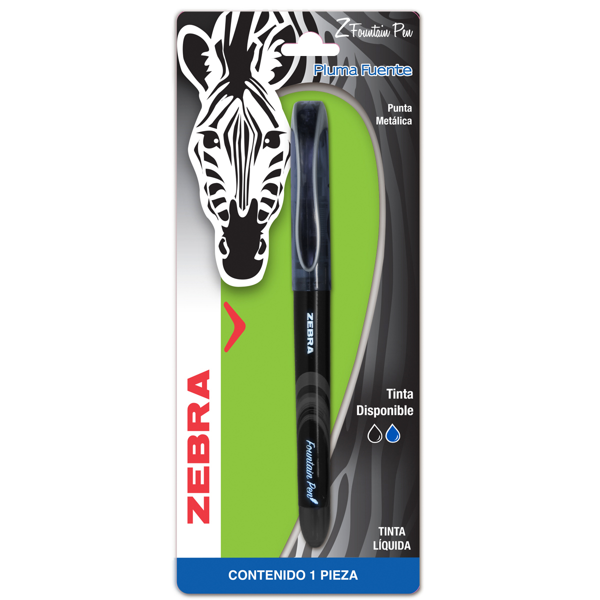 PLUMA FUENTE ZEBRA DESECHABLE PUNTA METALICA Z- NEGRO 1U