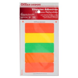 ETIQ RECTANGULARES FLUORESCENTES REMOVIBLES C/100 ETIQ RECTANGULARES FLUORESCENTES REMOVIBLES C/100