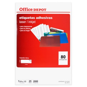ETIQUETA ADHESIVA LASER INKJET 1 3/4 X 1/2 PULG 25 HOJAS 2000 ETIQUETAS ETIQUETA ADHESIVA LASER INKJET 1 3/4 X 1/2 PULG 25 HOJAS 2000 ETIQUETAS