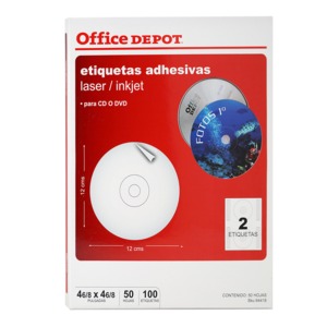 ETIQUETA ADHESIVA LASER INKJET PARA CD 100 ETIQUETAS ETIQUETA ADHESIVA LASER INKJET PARA CD 100 ETIQUETAS