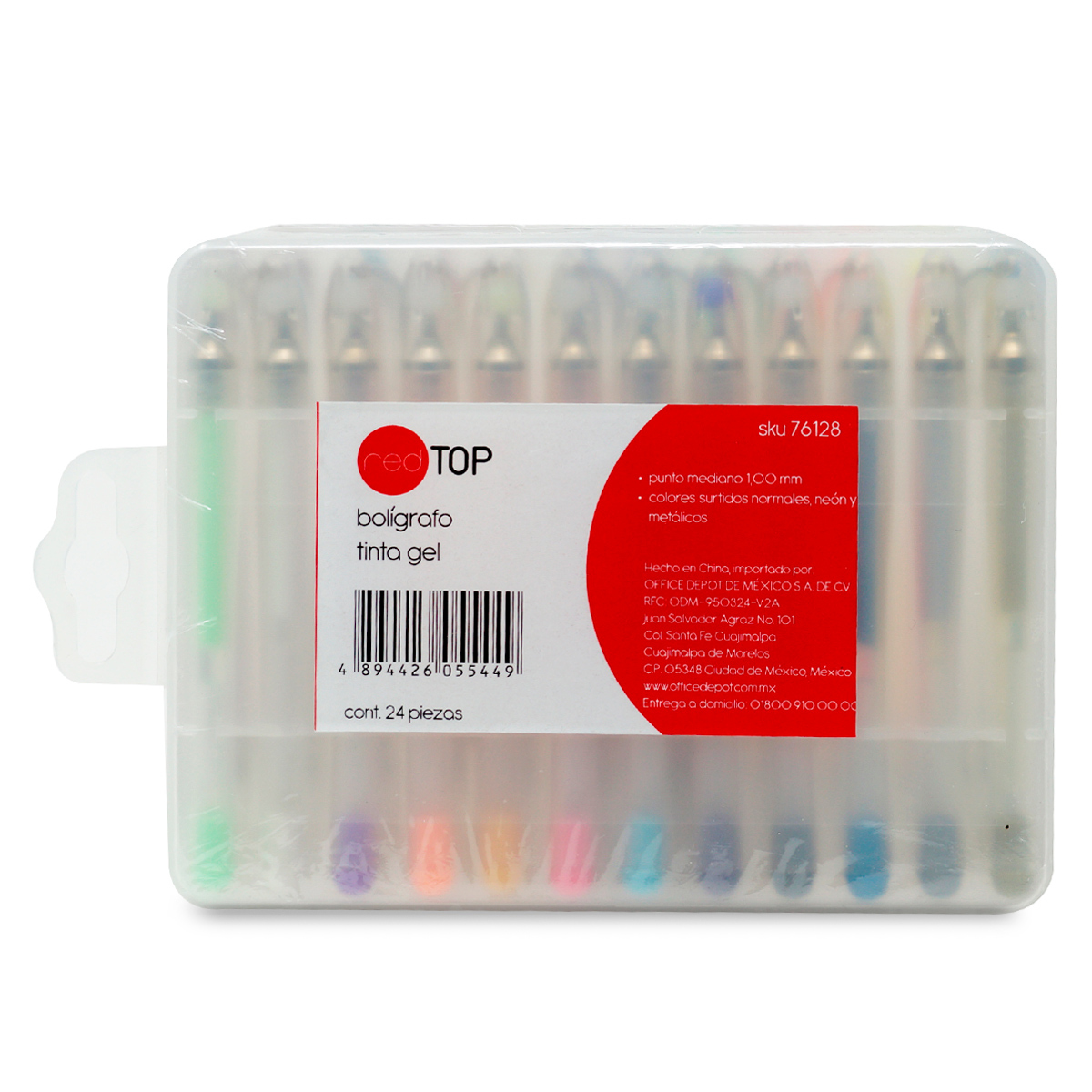 BOLÍGRAFO BARRIL TGEL MINI PTO MED 1.00MM COLORES SURTIDOS NORMALES, NEON, METÁLICOS, EN ESTUCHE PLÁSTICO 24PK