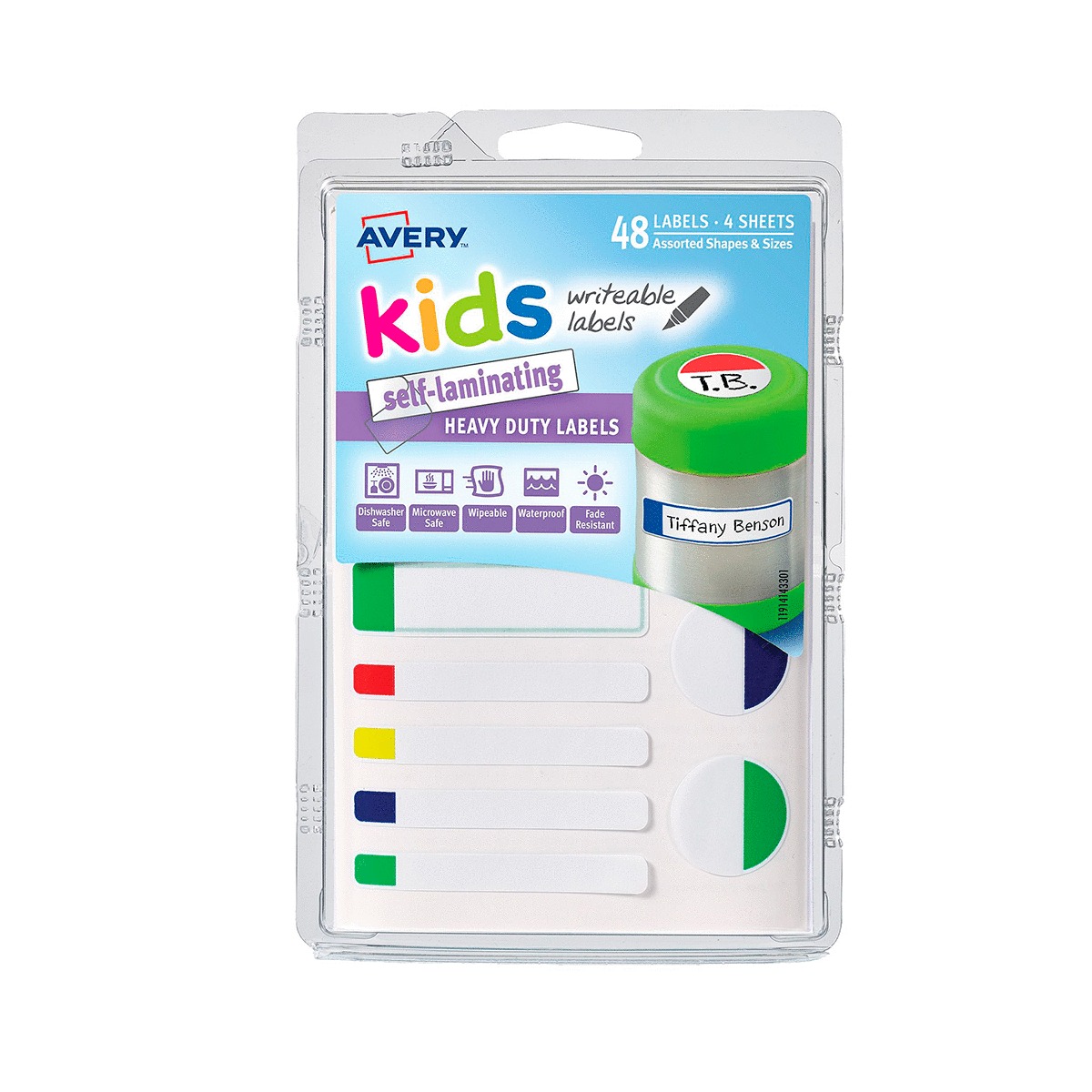 ETIQUETAS AUTOLAMINABLES KIDS COLORES NEÓN PAQ 48
