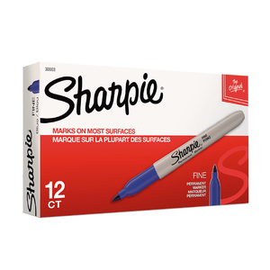 MARCADOR SHARPIE (FINO AZUL CAJA DE 12 UNIDADES)