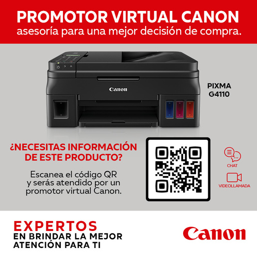 IMPRESORA MULTIFUNCIONAL CANON G4110 TANQUE DE TINTA (IMPRIME, COPIA Y ESCANEA)
