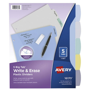 SEPARADOR BORRABLE DE PLÁSTICO, 5 PESTAÑAS MULTICOLOR, 1 JUEGO. SEPARADOR BORRABLE DE PLÁSTICO, 5 PESTAÑAS MULTICOLOR, 1 JUEGO.