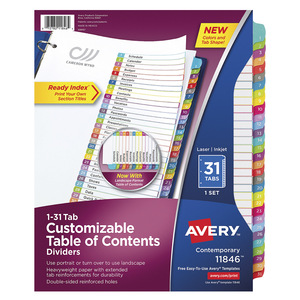 SEPARADOR PREDISEÑADO CON PESTAÑAS MULTICOLOR 1-31 SEPARADOR PREDISEÑADO CON PESTAÑAS MULTICOLOR 1-31