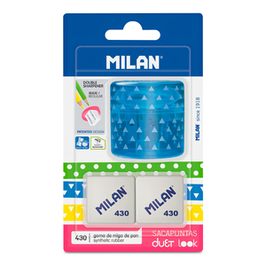 SACAPUNTAS MILAN AZUL + 2 BORRADORES MILAN SACAPUNTAS MILAN AZUL + 2 BORRADORES MILAN