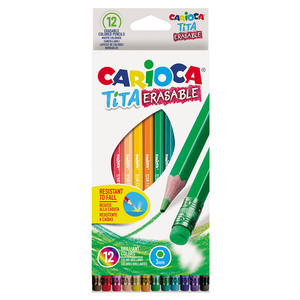 LAPICES DE COLOR CARIOCA TITA BORRABLES 12U LAPICES DE COLOR CARIOCA TITA BORRABLES 12U