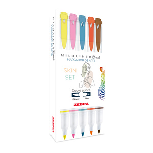 MARCADOR ZEBRA CREATIVO DOBLE PUNTA SKIN SET (PINCEL/PUNTO FINO) 5U MARCADOR ZEBRA CREATIVO DOBLE PUNTA SKIN SET (PINCEL/PUNTO FINO) 5U